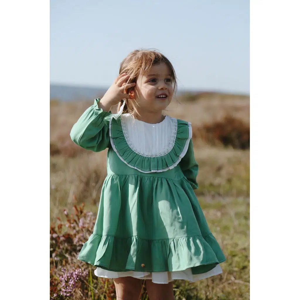 Bebek Kız Çocuk Doğum Günü Parti Düğün Elbise Astarlı Çocuk Giyim Bebek Giyim Kız ELBROBA - Yeşil