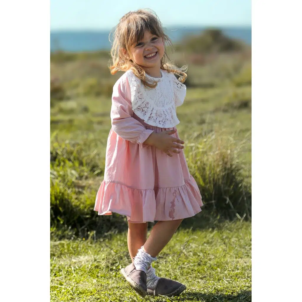 Bebek Kız Çocuk Doğum Günü Parti Düğün Elbise Astarlı Çocuk Giyim Bebek Giyim Kız ELBROBA - Açık Pembe