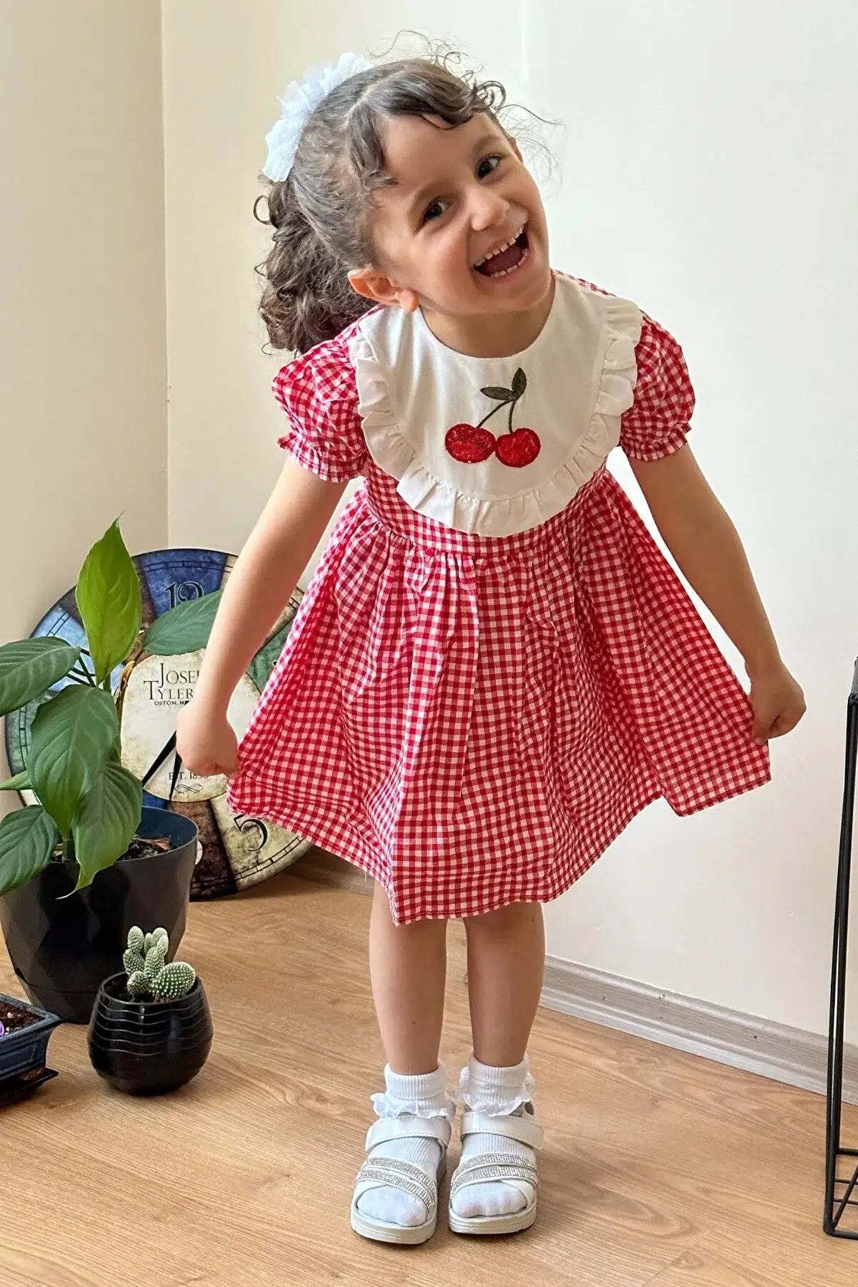 Kız Bebek Çocuk Yazlık Elbise Kısa Kollu Tüllü Tütü Astarlı Takım - Kırmızı