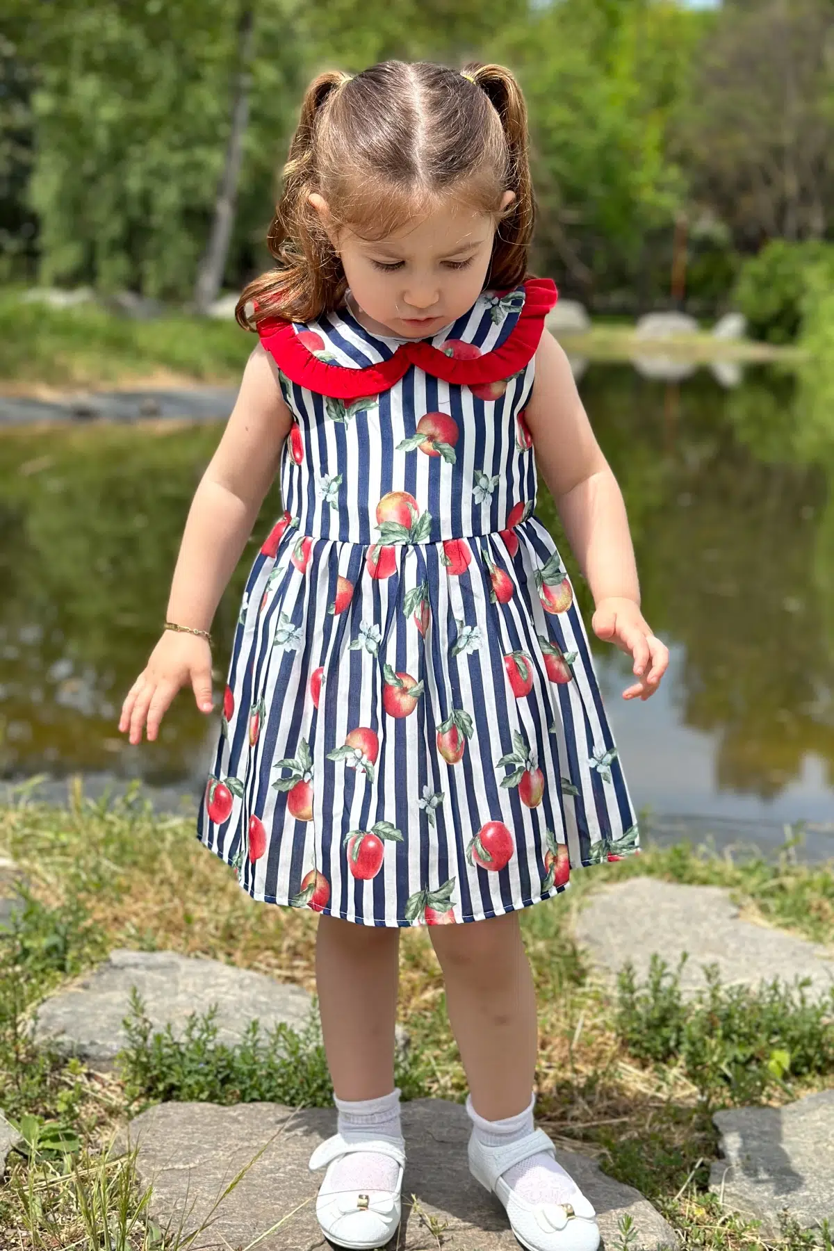 Kız Bebek Elbise Kız Çocuk Elbise Doğum Günü Parti Düğün Elbise Dantelli Kısa Kol Astarlı Elbise - Mavi