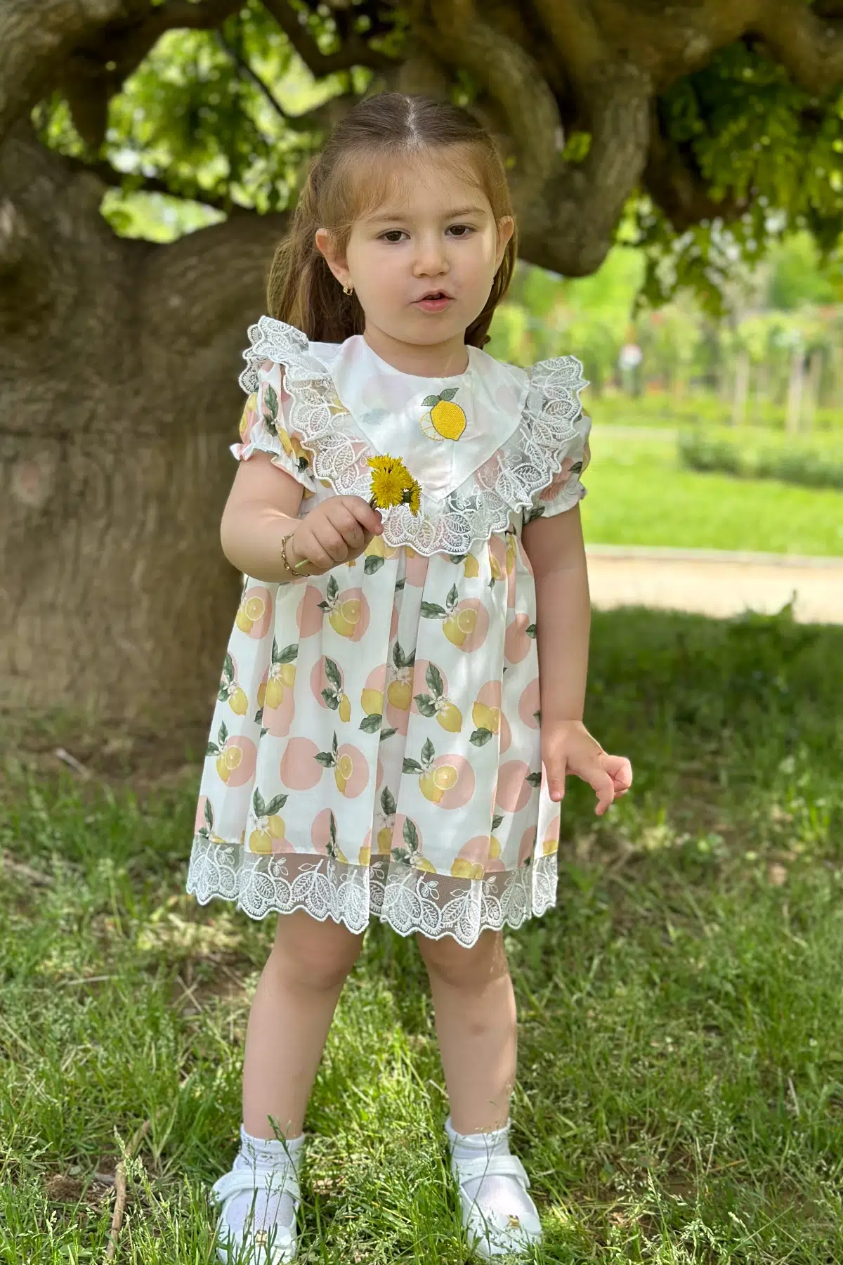 Kız Bebek Elbise Kız Çocuk Elbise Doğum Günü Parti Düğün Elbise Dantelli Kısa Kol Astarlı Elbise - Pembe