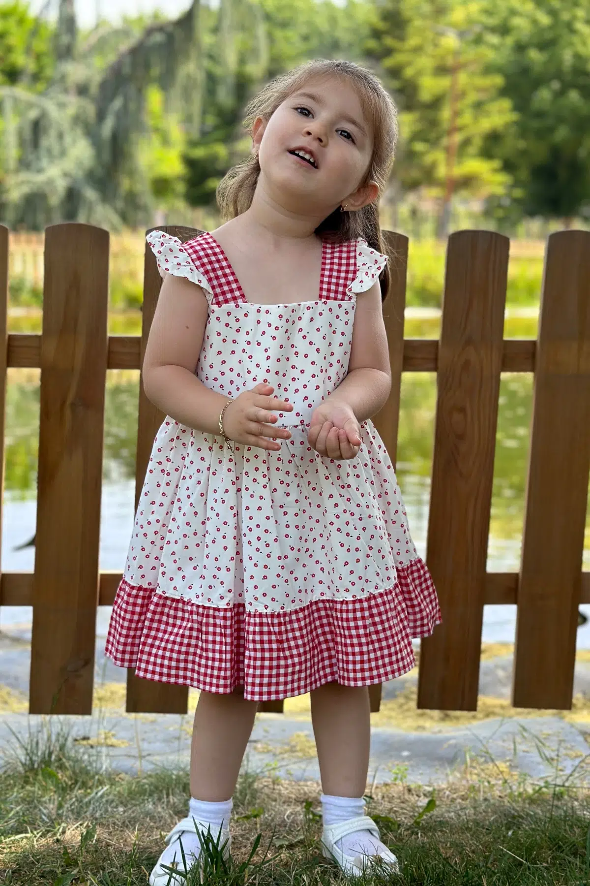 Kız Bebek Elbise Kız Çocuk Elbise Doğum Günü Parti Düğün Elbise Dantelli Kısa Kol Astarlı Elbise - Beyaz