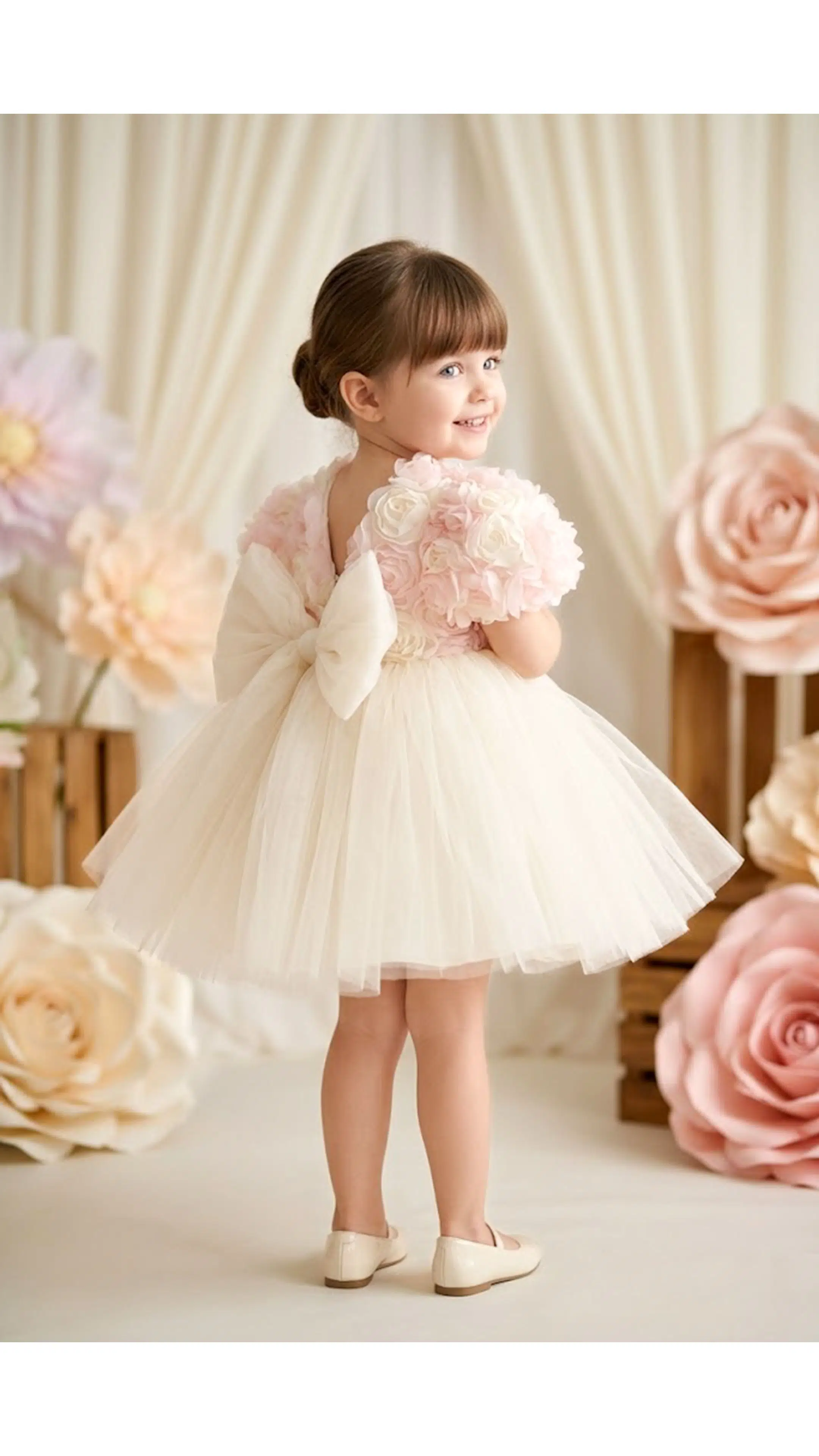 Kız Bebek Elbise Kız Çocuk Elbise Doğum Günü Parti Düğün Elbise Dantelli Kısa Kol Astarlı Elbise