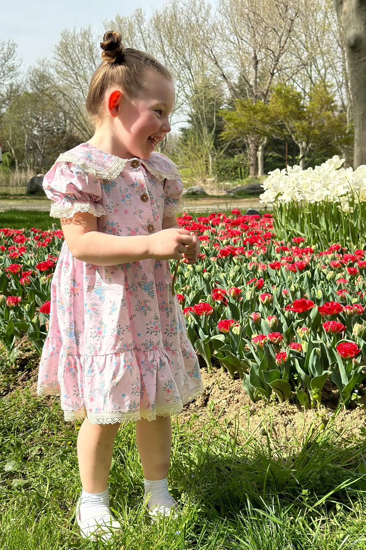 Kız Bebek Elbise Kız Çocuk Elbise Doğum Günü Parti Düğün Elbise Tüllü Kısa Kol Astarlı Elbise - Pembe