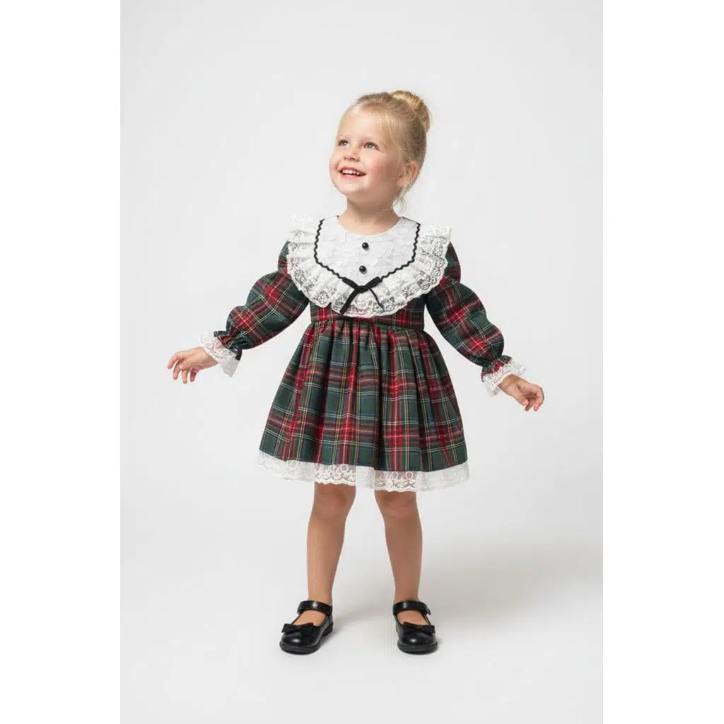 Kız Bebek Elbise Kız Çocuk Elbise Doğum Günü Parti Düğün Özel Gün Uzun Kol Astarlı Elbise - Yeşil