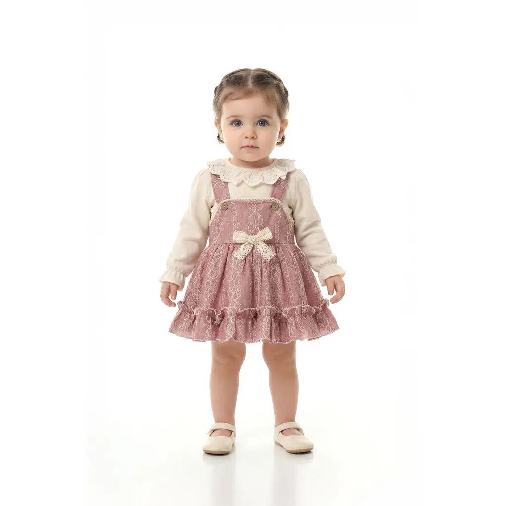 Kız Bebek Elbise Kız Çocuk Elbise Kurdelalı Doğum Günü Parti Düğün Özel Gün Bayramlık Elbise - Pembe
