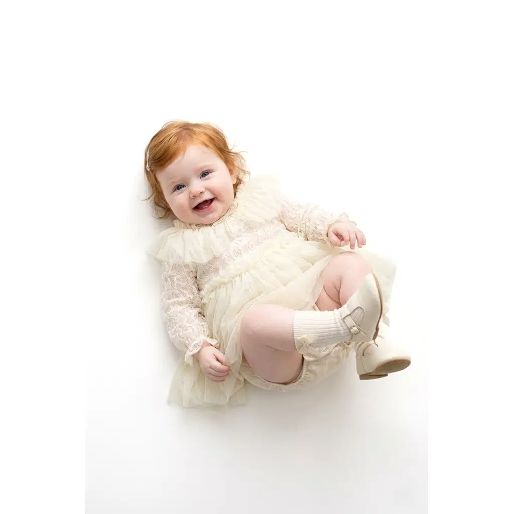 Kız Bebek Elbise Kız Çocuk Elbise Tüllü Tütü Doğum Günü Parti Düğün Özel Gün Bayramlık Elbise - Krem
