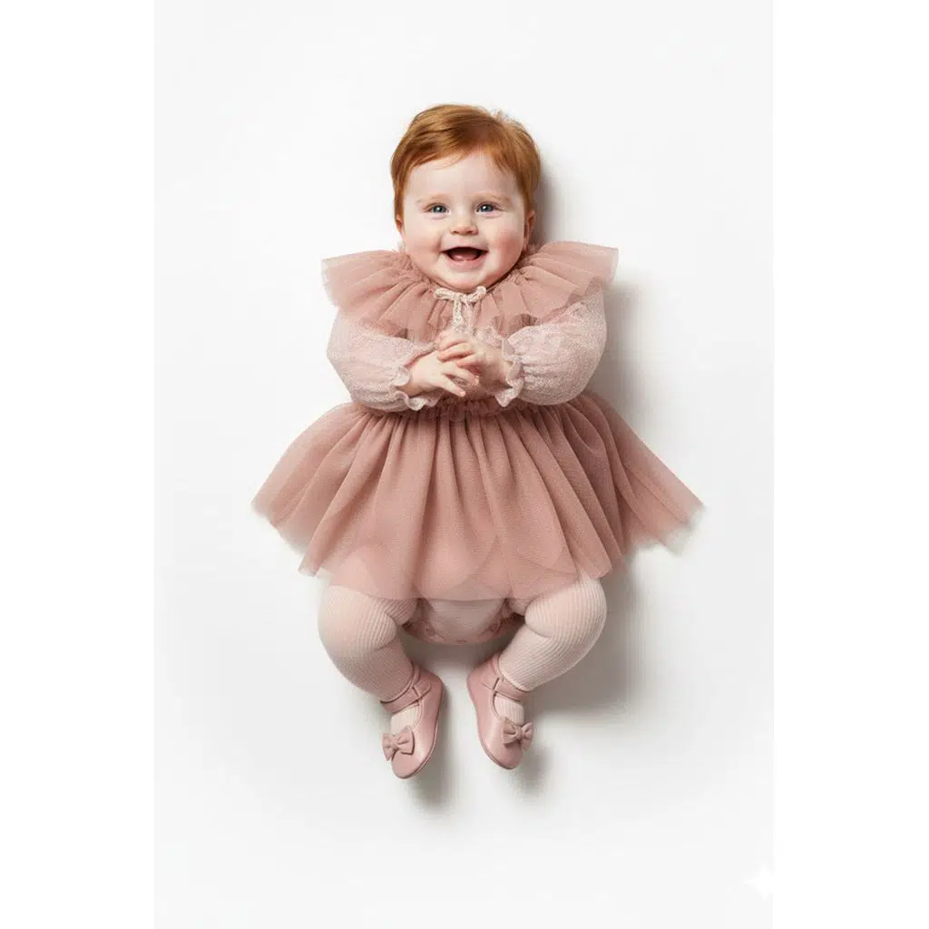Kız Bebek Elbise Kız Çocuk Elbise Tüllü Tütü Doğum Günü Parti Düğün Özel Gün Bayramlık Elbise - Pudra