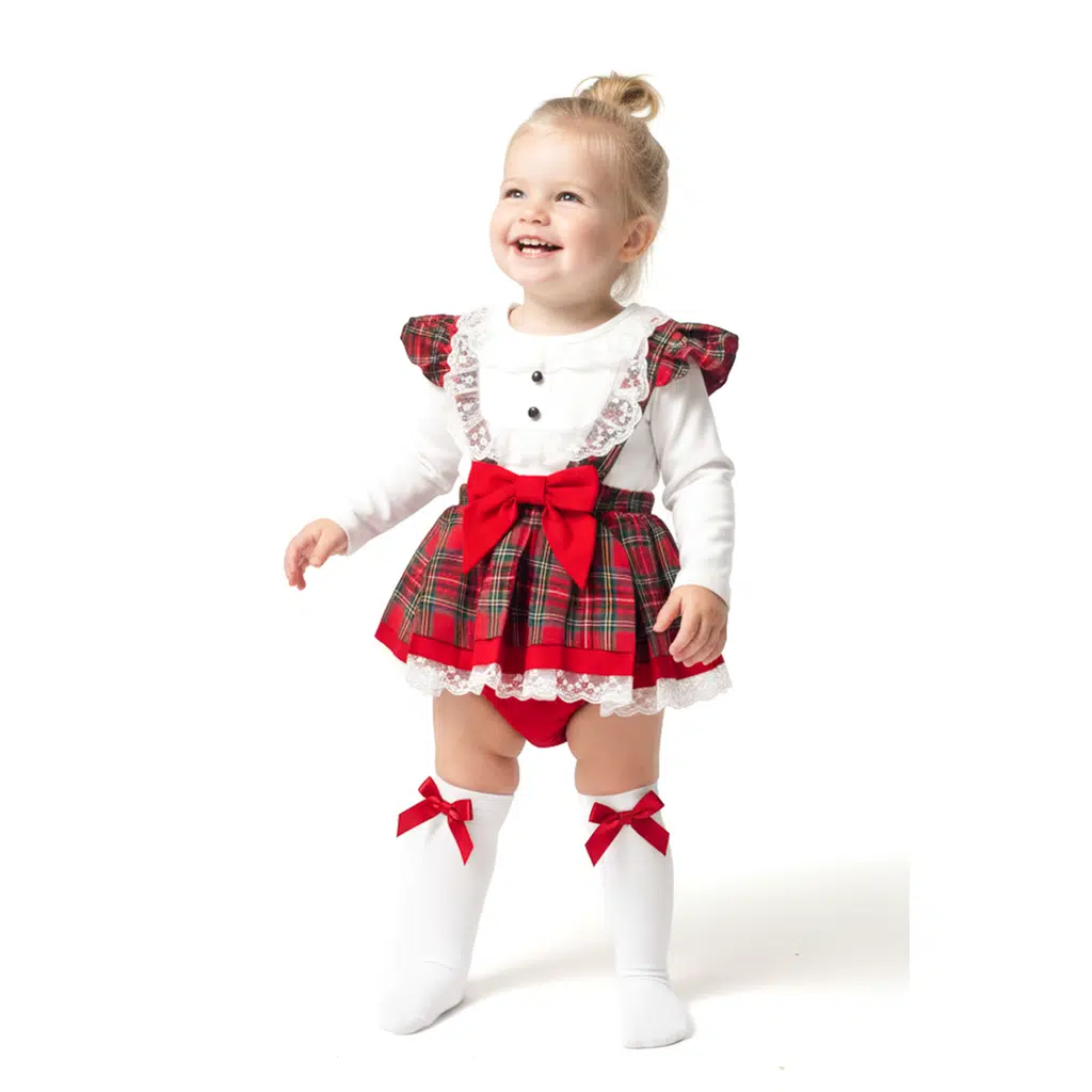 Kız Bebek Elbise Kız Çocuk Romper Doğum Günü Parti Düğün Özel Gün Uzun Kol Astarlı Romper - Kırmızı