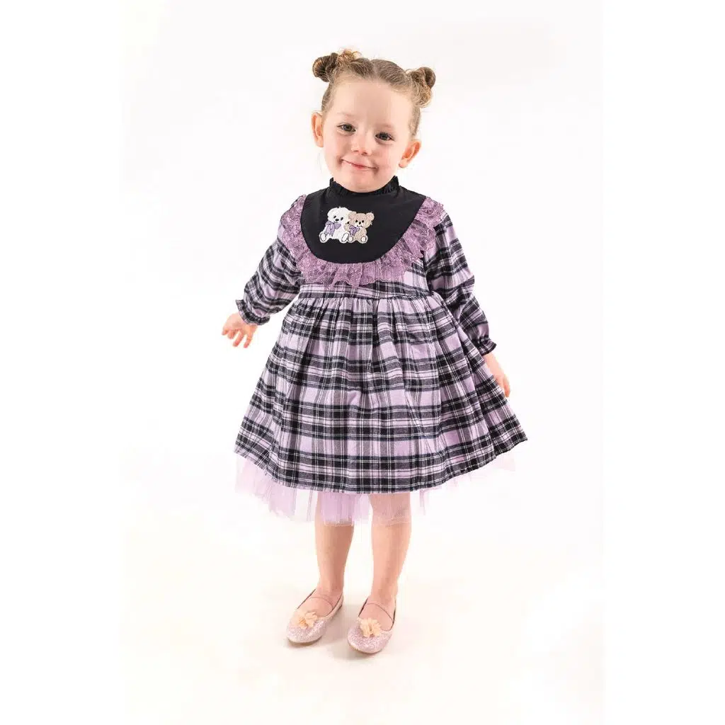 Kız Bebek Kız Çocuk Doğum Günü Parti Düğün Elbise Astarlı Çocuk Giyim Bebek Giyim ELBAYI - Mor