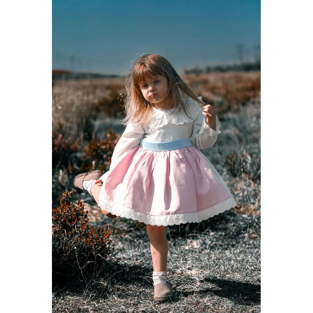 Kız Bebek Kız Çocuk Doğum Günü Parti Düğün Elbise Astarlı Saten Çocuk Giyim Bebek Giyim - Pembe