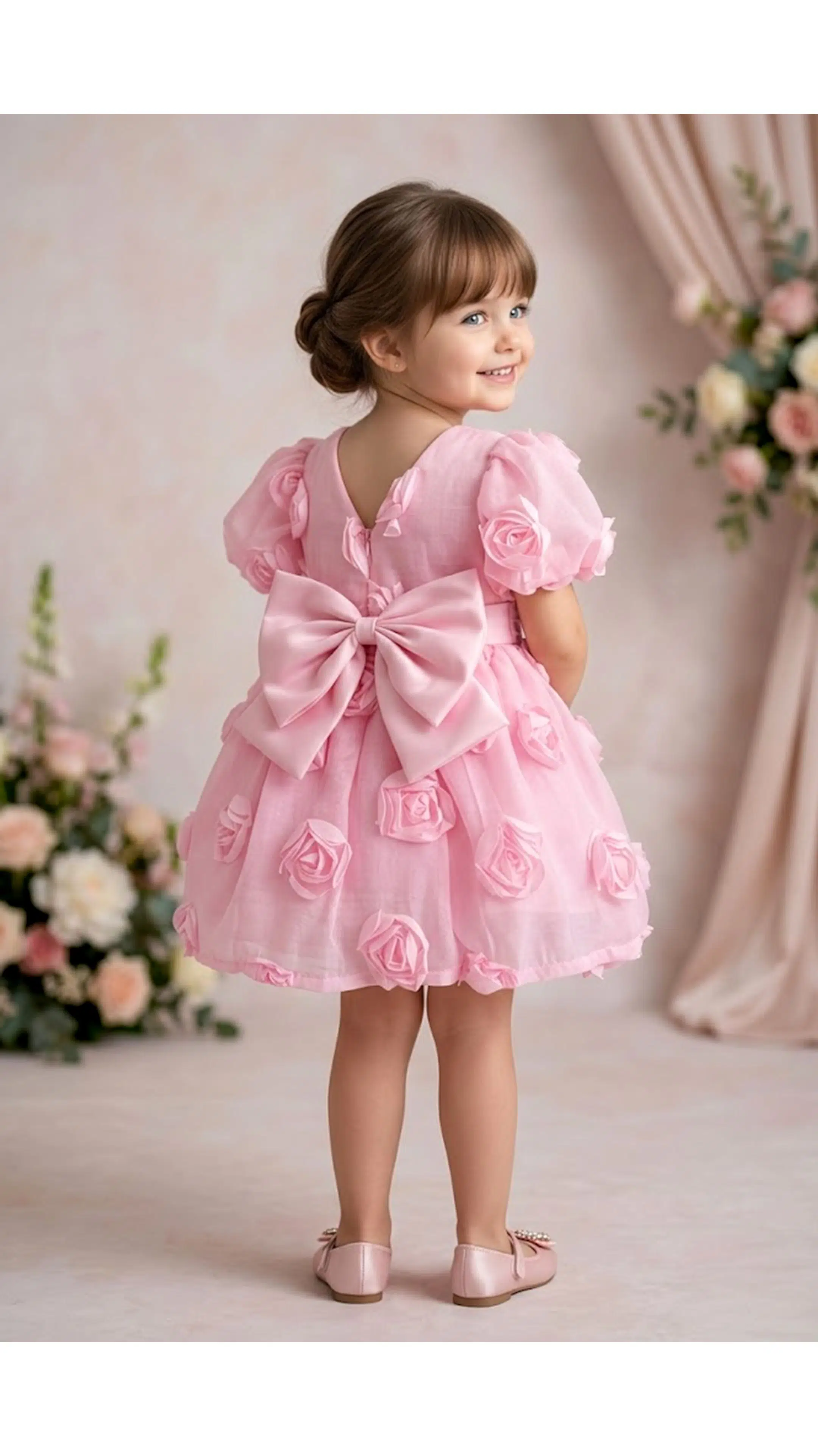 Kız Bebek Kız Çocuk Doğum Günü Parti Düğün Elbise Kısa Kol Tüllü Tütülü Tütü Astarlı
