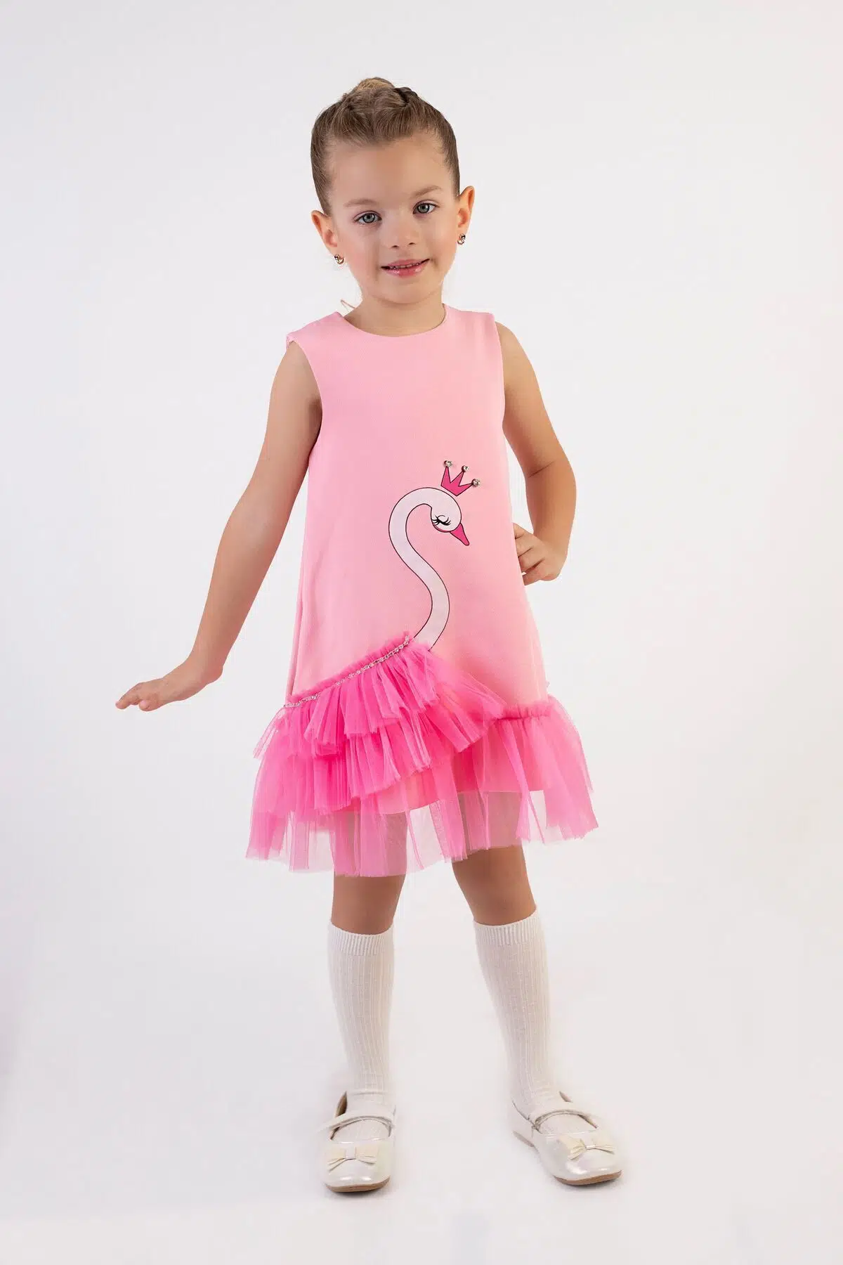 Kız Bebek Kız Çocuk Doğum Günü Parti Düğün Elbise Kolsuz Fırfırlı Tüllü Tütülü Tütü Astarlı - Pembe