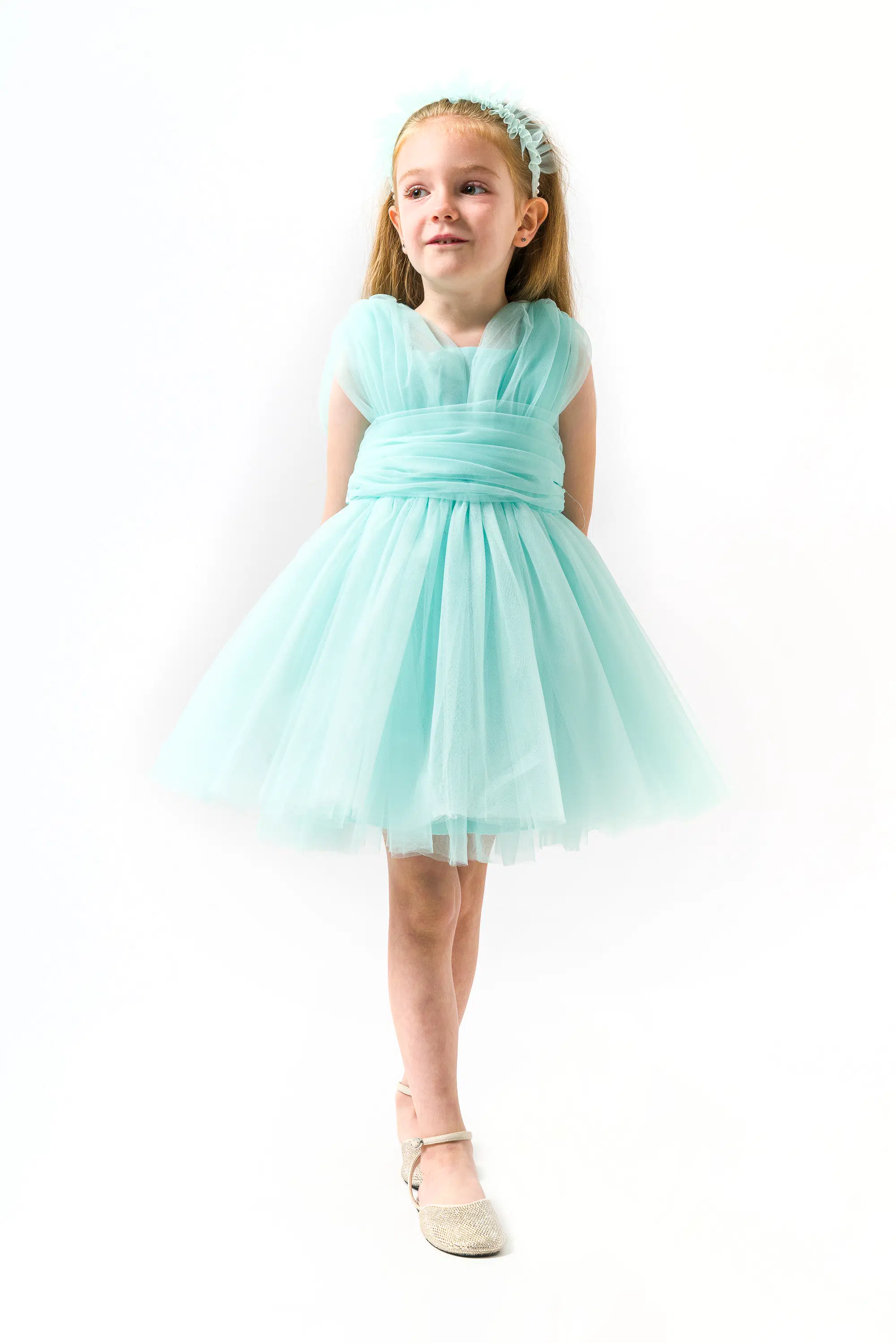 Kız Bebek Kız Çocuk Doğum Günü Parti Düğün Elbise Kolsuz Taçlı Fırfırlı Tüllü Tütülü Tütü Astarlı - Yeşil