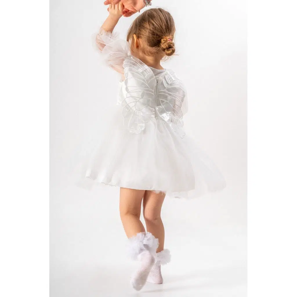 Kız Bebek Kız Çocuk Doğum Günü Parti Düğün Elbise Tüllü Tütü Astarlı Çocuk Giyim Bebek Giyim ELBUZNKNTA - Beyaz