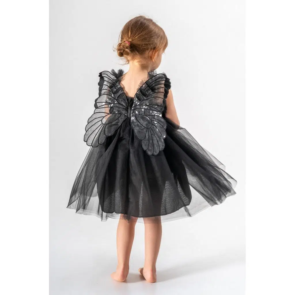 Kız Bebek Kız Çocuk Doğum Günü Parti Düğün Yazlık Elbise Tüllü Tütü Astarlı Bebek Takım Bebek Giyim - Siyah