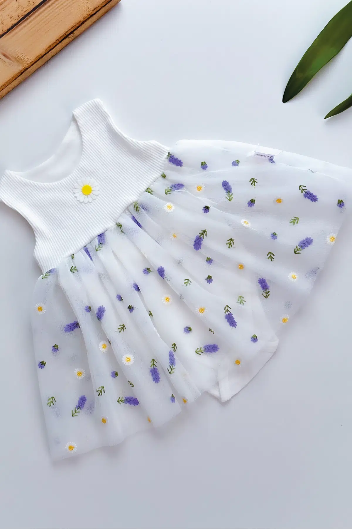 Kız Bebek Yazlık Elbise Kısa Kollu Tüllü Tütü Astarlı Bebek Takım Bebek Giyim - Beyaz