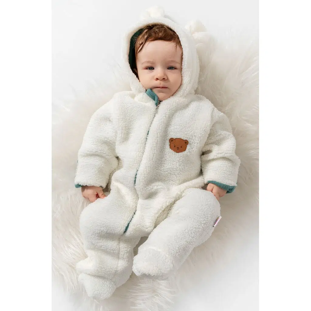 Welsoft Peluş Kuzu Katlanır Eldivenli %100 Pamuk Astar Unisex Kız Erkek Çocuk Bebek Uyku Tulumu - Yeşil