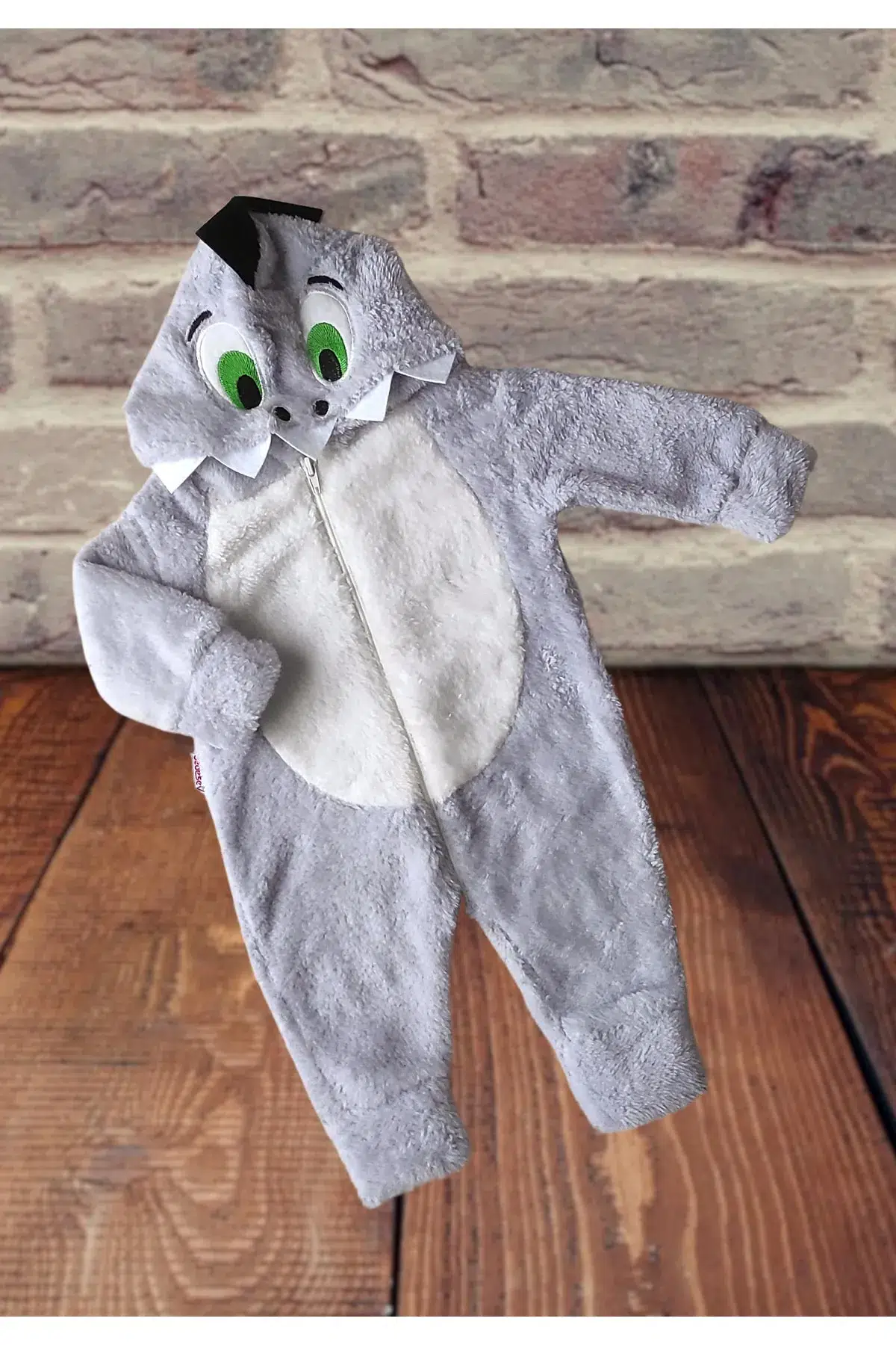 Welsoft Peluş Fermuarlı Kışlık Unisex Kız Erkek Bebek Uyku Tulumu Bebek Tulumu Çocuk Tulumu - Gri