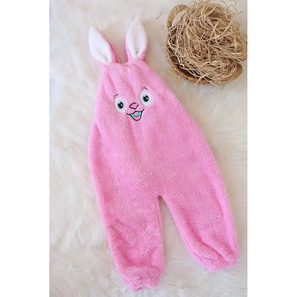 Welsoft Peluş Unisex Fermuarlı Kışlık Bebek Uyku Tulumu Bebek Tulumu Çocuk Tulumu Çocuk Kostümü TLMSLP - Pembe