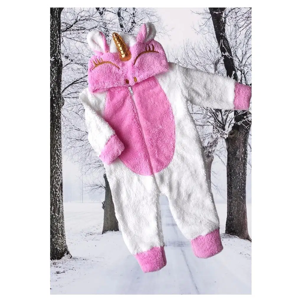 Welsoft Peluş Fermuarlı Kışlık Unisex Kız Erkek Bebek Uyku Tulumu Bebek Tulumu Çocuk Tulumu - Pembe