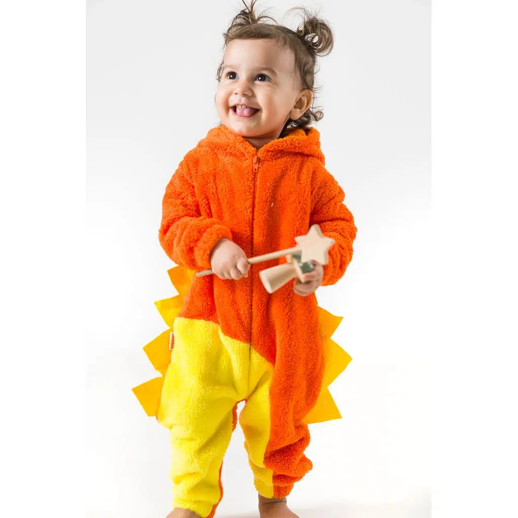 Welsoft Peluş Fermuarlı Kışlık Unisex Kız Erkek Bebek Uyku Tulumu Bebek Tulumu Çocuk Tulumu - Koyu Turuncu