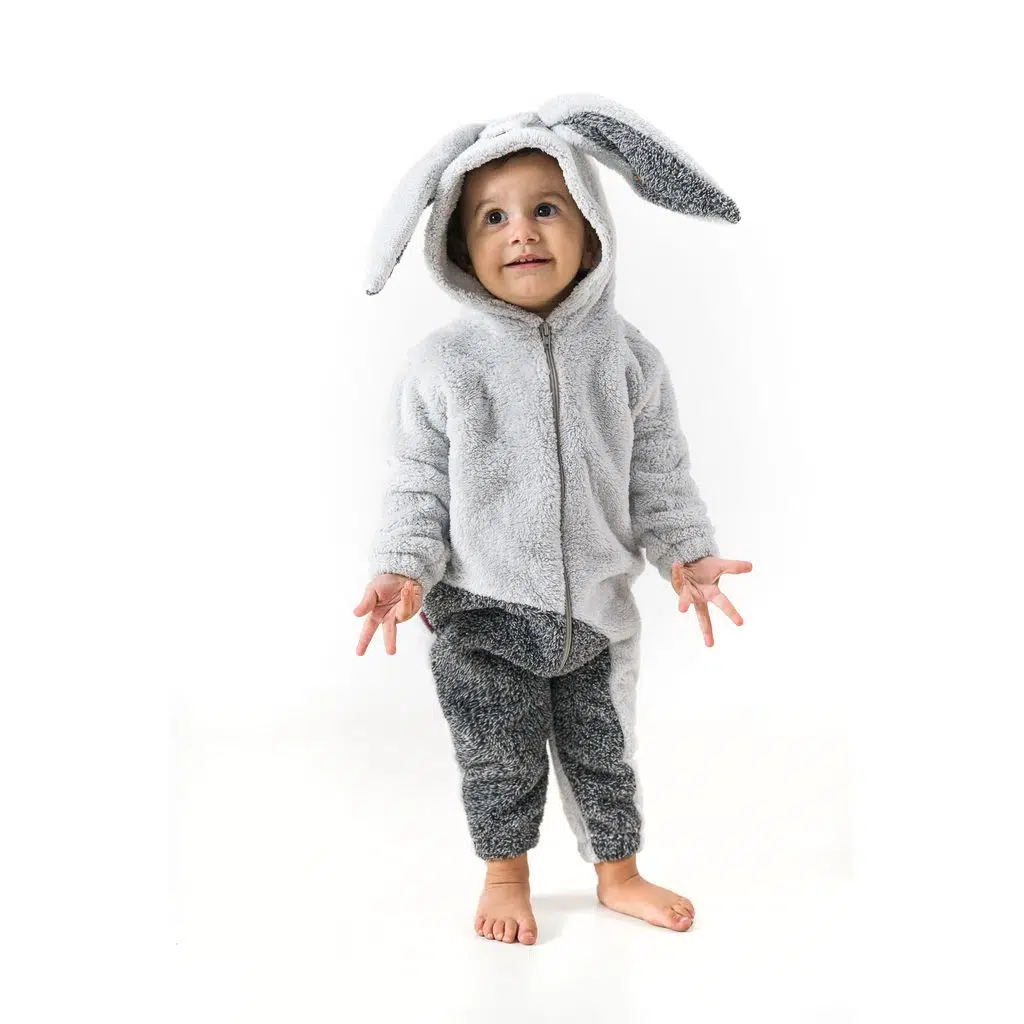 Welsoft Peluş Fermuarlı Kışlık Unisex Kız Erkek Bebek Uyku Tulumu Bebek Tulumu Çocuk Tulumu - Kırçıllı Gri