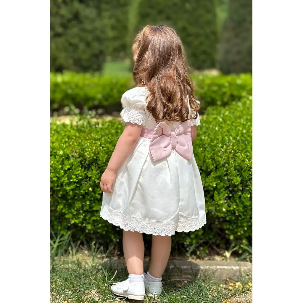 Yazlık Elbise Kısa Kollu Tüllü Tütü Astarlı Kız Çocuk Elbise Bebek Giyim Kız Bebek Elbise ELBYSATEN - Açık Pembe